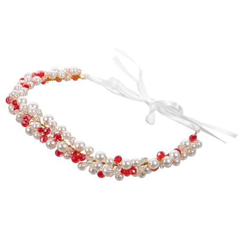 FOMIYES Haarband Stirnband Hochzeits-haarranken-stirnband Stirnbänder Für Frauen Tiara Für Kleine Mädchen Blumenmädchen Haarreifen Für Die Hochzeit Rot Strasssteine Zubehör Zink Braut von FOMIYES