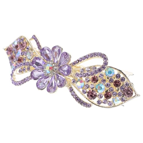 FOMIYES Haarklammer Damen mit Strasssteinen Metall Frühling Haarspange für Hochzeit und Alltag Robuste Funkelnde Haarspange für Frauen Stilvoller Haarschmuck in Violett Langlebig und von FOMIYES