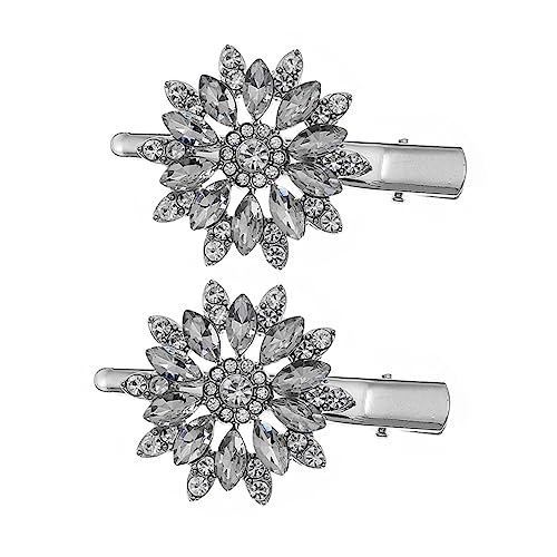 FOMIYES Strass Haarnadel Blume Haarspange für Damen Mädchen 2 Stück Glänzende Strassblumen Entenschnabel Haarspange Seitenspange Haarschmuck für Alltag Party Hochzeit von FOMIYES
