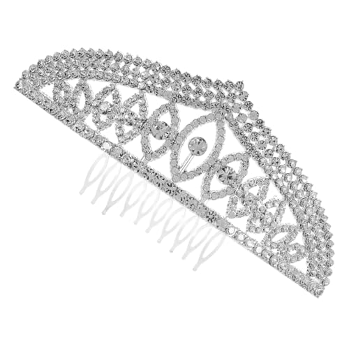 FOMIYES Haarreif Brautkrone mit Integriertem Kamm Silberne Prinzessin Tiara für Hochzeit Geburtstag Festliche Anlässe und Themenpartys Vielseitiges Brautschmuck Accessoire von FOMIYES