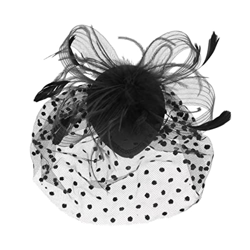 FOMIYES Schwarzer Spitzenschleier Halloween-kopfzubehör Haar Halloween-kostüm-stirnband Vogelkäfiggitter Im Retro-stil Schwarzer Schleier Schwarzer Fascinator Fräulein Krawatte Feder von FOMIYES