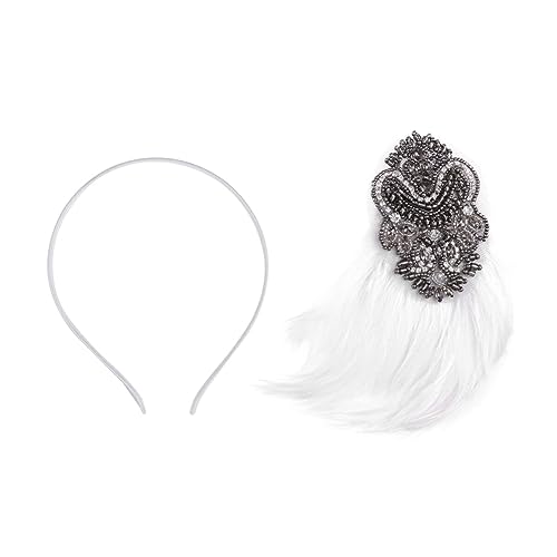 FOMIYES Feder Haarband Pailletten-feder-kopfschmuck Federkopfschmuck Kostüm Feder Haarreifen Stirnbänder Für Karnevalsfeiern Fascinator-stirnband Braut Weiß Das Foto Hochzeitskleid von FOMIYES