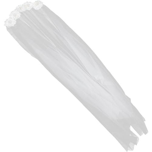 FOMIYES Braut Hochzeit Weiß Bestickte Spitze Blumenschleier Hochzeitskleid Zubehör Haarschmuck Brautschleier Mit Spitze Hochzeitsschleier Braut-mesh-schleier Garn Kopfbedeckung Die Blumen von FOMIYES