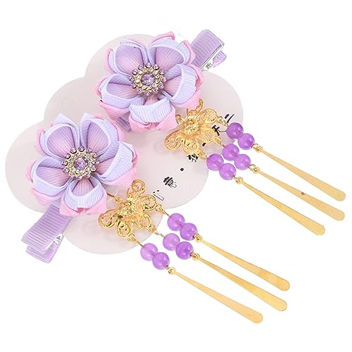 FOMIYES 1 Paar Haarnadel Japanische Retro-haarspange Kimono-kopfschmuck Haarspange Blumenhaarspangen Für Frauen Perlen Violett Bettwäsche Aus Baumwolle Japanischer Stil Mädchen von FOMIYES