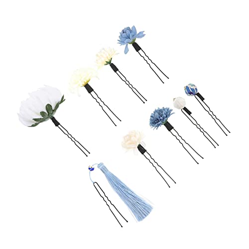 FOMIYES Haarstab-set Im Japanischen Stil 9-teilig Kimono-blumen-haarnadel Quaste Traditioneller Kopfschmuck für Frauen für Fotos auf Der Bühne von FOMIYES