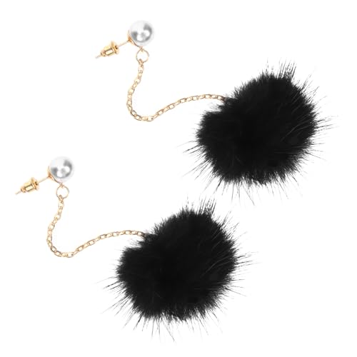 FOMIYES Hängende Ohrstecker mit Pelzball und Perlen Damen Ohrringe zum Alltag und Fest Ohrhänger für Frauen und Mädchen Leicht Kombinierbarer Schmuck für Party und Alltag von FOMIYES