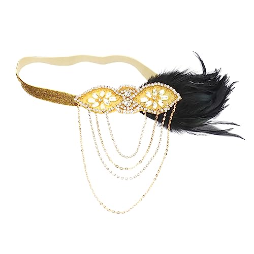 FOMIYES Halloween-kristallfeder-stirnband-strass-frauen-kopfbedeckung Flapper-stirnband Mit Perlen Halloween-party-stirnband Flapper-accessoires Für Frauen Strass Strasssteine 20er von FOMIYES