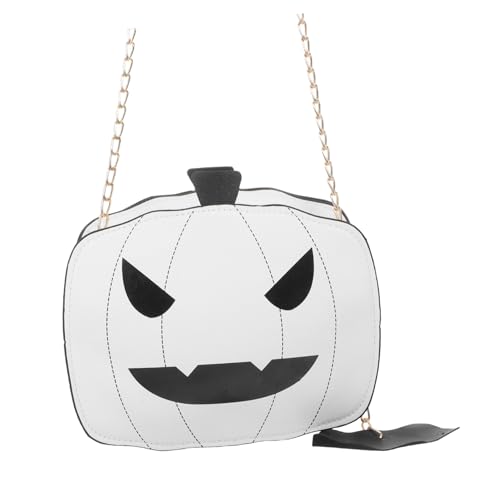 FOMIYES Halloween Kürbis Schultertasche Weiß Leicht PU Polyester Lining Ergonomisch Handtasche Für Frauen Mädchen Party Candy Crossbody Bag von FOMIYES
