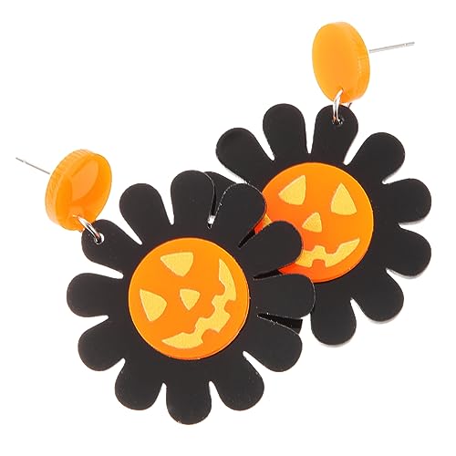 FOMIYES Halloween Ohrstecker Schwarze Ohrhänger mit Lachendem Kürbis und Sonnenblumenmotiv Langlebiger Metallschmuck Halloween Ohrringe für Damen Vielseitig Kombinierbar Geschenkidee von FOMIYES
