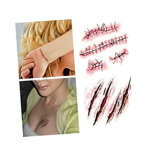 FOMIYES Halloween Party Gefälschte Wunden Temporäre Aufkleber Latex Paste 20pcs Zombie Scratch Horrible Aufkleber Set von FOMIYES