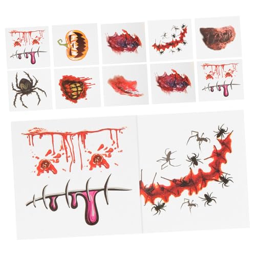 FOMIYES 40stücke Gesicht Narbe Aufkleber Halloween Temporäre Tattoos Körper Make-up Verletzung Tattoos Fake Narben Sticker Für Party Cosplay von FOMIYES