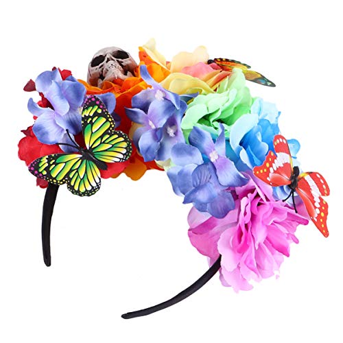 FOMIYES Day Dead Kopfschmuck Stirnband Realistische Blumen Damen Halloween Stirnband Für Cosplay Und Party von FOMIYES
