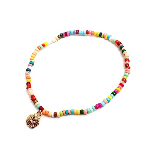 FOMIYES Handgefertigte Bunte Fußkette aus Legierung und Perlen Hawaiianisches Strand Schmuckstück für Damen Langlebig Farbenfroh für Urlaub Reisen und Strandmode von FOMIYES