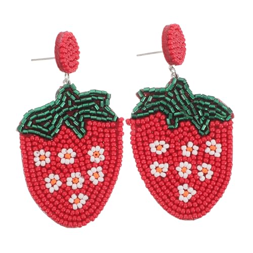 FOMIYES Erdbeerohrringe Mit Perlen Für Damen Frucht-ohrstecker Süße Boho-ohrringe Im Erdbeer-design Leichter Und Langlebiger Ohrschmuck Für Alltag Und Sommerfeste von FOMIYES