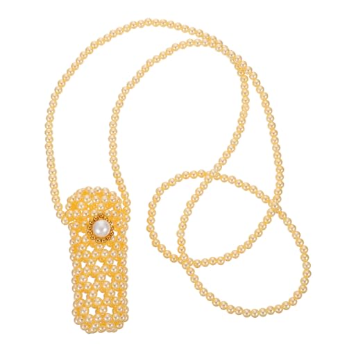 FOMIYES Handgefertigte Perlen Schultertasche Mini Perlenbeutel mit Lippenstiftfach Elegante DIY Perlen Clutch für Damen Kompakte Kosmetiktasche und Schlüsselaufbewahrung von FOMIYES