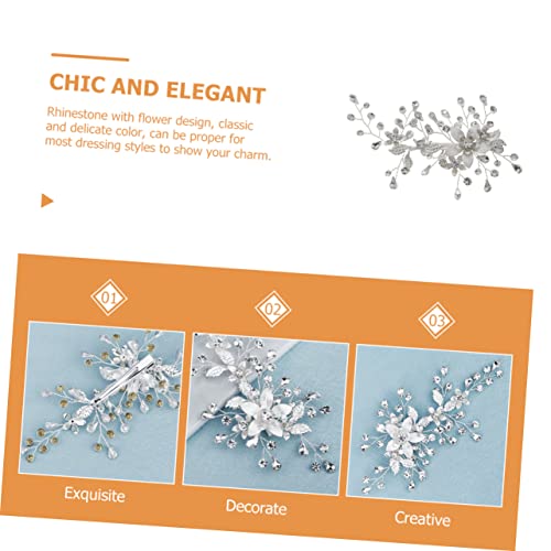 FOMIYES Handgefertigter Blumen Haarclip Silber Eleganter Hochzeits Haarschmuck für Braut und Mädchen Fester für Dickes und Dünnes Haar Passend zu Brautkleid und Alltagsoutfits von FOMIYES