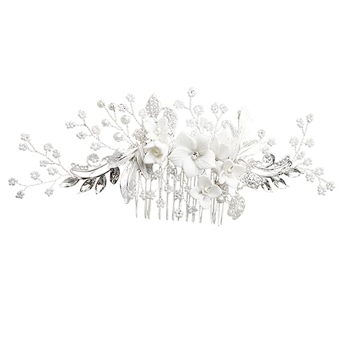FOMIYES Handgefertigter Damen Haarkamm Mit Keramikblumen Floraler Kopfschmuck Für Hochzeit Bräute Und Brautjungfern Haarspange Als Haarschmuck Für Partys Und Besondere Anlässe von FOMIYES