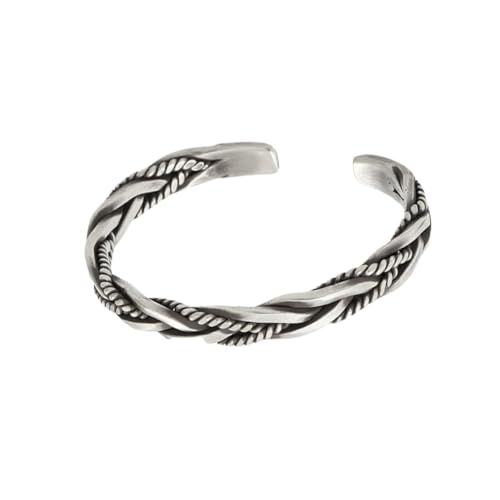 FOMIYES Handgefertigter Silber Armreif mit Geflochtenem Vintage Design Offener Manschette für Damen und Herren Modisches Armband als Stilvolle Armdekoration und Geschenkidee von FOMIYES