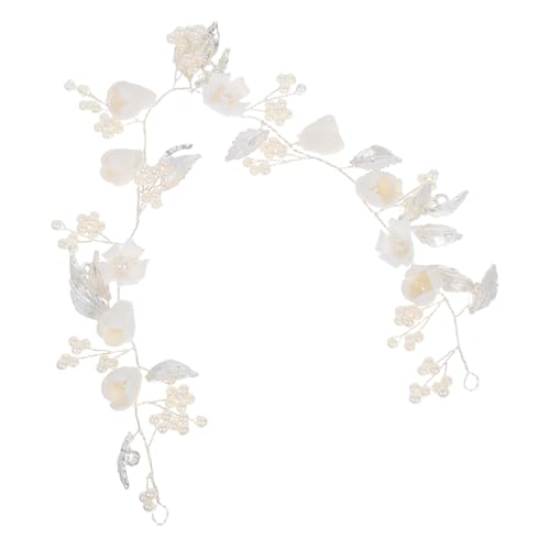 FOMIYES Handgefertigtes Braut-haarschmuck Haarband mit Perlen und Blumen Elegantes Anpassbares Stirnband für Hochzeit Komfortabler Sitz Stilvolles Accessoire für Brautfrisuren und von FOMIYES