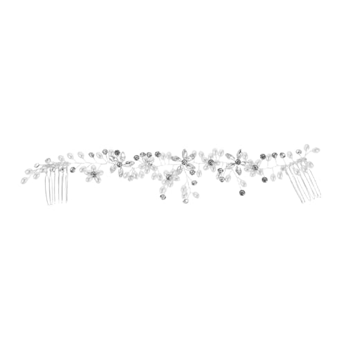 FOMIYES Handgefertigtes Braut stirnband mit Doppeltem Kamm Strassbesetzte Perlenhaarbänder Fester Sitz Hochzeitsschmuck accessoire für Braut Modisches Handgefertigtes Haarband von FOMIYES