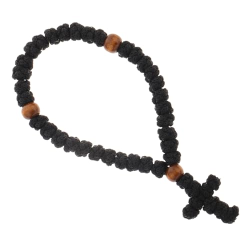 FOMIYES Kreuz Armband Mit Gebetsperlen Aus Holz Geflochtenes Seilarmband Katholisches Glaubensarmband Für Damen Und Herren Religiöser Schmuck Für Taufe Und Kommunion von FOMIYES