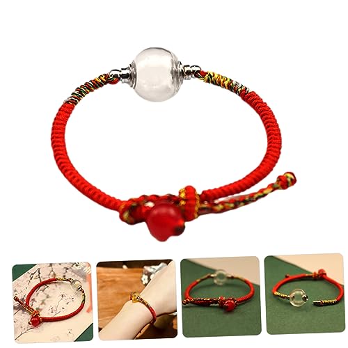 FOMIYES Handgefertigtes Rotes Armband mit Glasperle Verstellbares Geflochtenes Schutzarmband für Frauen Symbolisch für Glück und Neujahr von FOMIYES