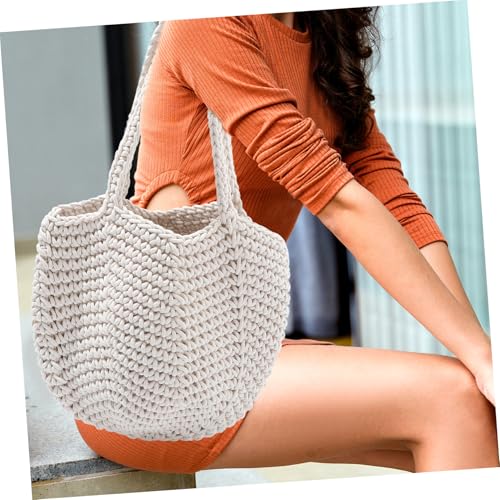 FOMIYES Handgewebte Baumwollseil Strandtasche Damen Sommer Tote Bag Handtasche für Urlaub Shopping Freizeit und Praktisch von FOMIYES