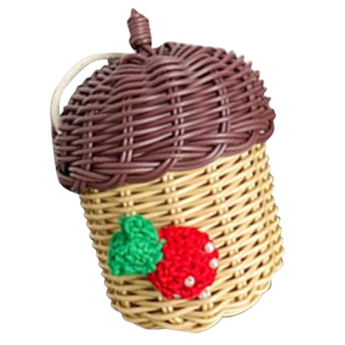 FOMIYES Handgewebte Rattan Umhängetasche Damen Mini Strandtasche Nussförmige Flecht Tasche mit Einzelner Schulterriemen Sommer Accessoire von FOMIYES