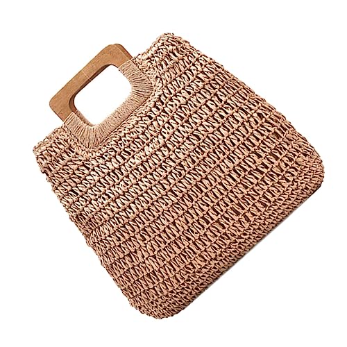 FOMIYES Handgewebte Strandtasche Für Damen Sommer Handtasche Aus Stroh Einfache Trage Tasche Modische Strandtasche Für Strand Party Shopping Und Alltag von FOMIYES