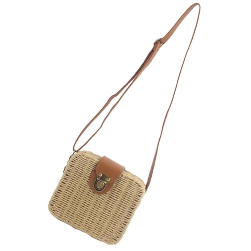 FOMIYES Handgewebte Strohtasche Damen Klein Crossbody Bag Schultertasche Strandtasche Sommer Geflochtene Umhängetasche Modisch Leicht Für Alltag Freizeit von FOMIYES