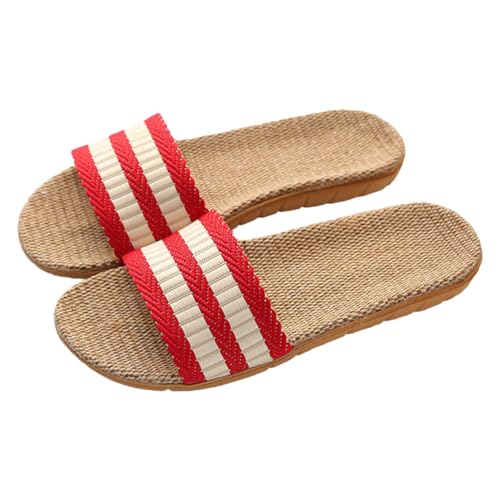 FOMIYES Hauspantoffeln Damen Rot Atmungsaktive Offene Zehen Hausschuhe mit Weicher EVA Sohle Rutschfest und Geräuscharm Bequeme Indoor Slippers für Wohnzimmer und Schlafzimmer von FOMIYES