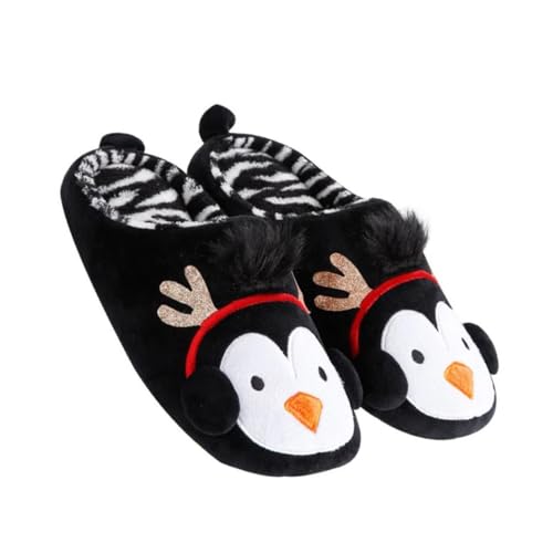FOMIYES Hausschuhe Pinguin Motiv Winter Warm Rutschfeste Sohle Indoor Pantoffeln Komfortabel für Mädchen Jungen Schuhinnengröße Herbst Winter Zuhause von FOMIYES