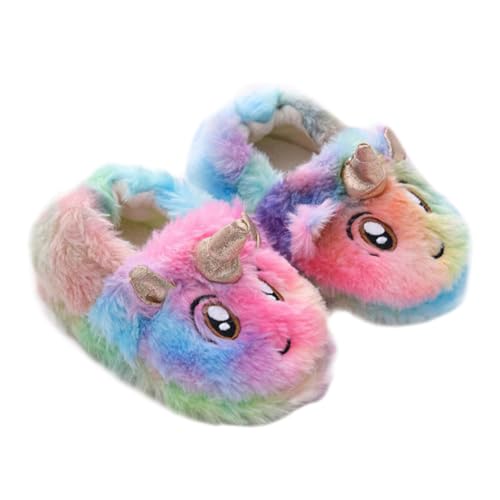 FOMIYES Hausschuhe Plüsch Einhorn Pantoffeln Warm Flauschig Rutschfest Innenbereich Farbverlauf Komfort Winter Fußbekleidung von FOMIYES