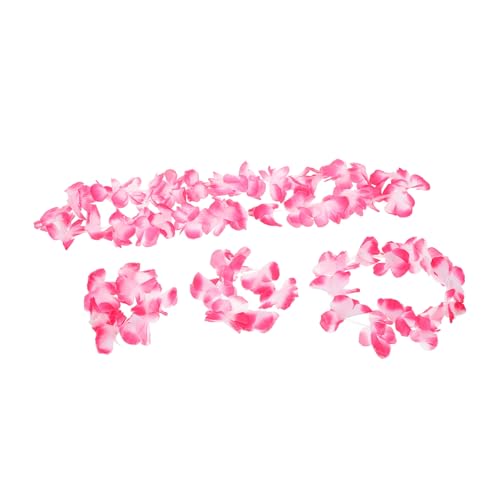 FOMIYES Hawaiian Schmuckset Teilig Halskette Haarband Armband aus Langlebiger und Vielseitig Tragbar für Strandpartys Hochzeiten Tropische Anlässe im Pinken Farbton von FOMIYES