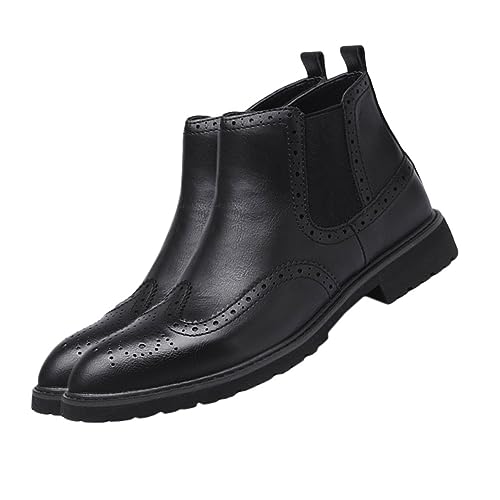 FOMIYES Herren Boots aus Mikrofaser mit Rutschfester Gummisohle Stilvolle Geschnitzte High Top Stiefel Atmungsaktiv Komfortabel und Modisch für Alltag und von FOMIYES