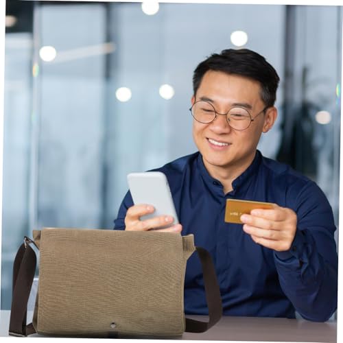 FOMIYES Herren Canvas Messenger Bag Leichte Umhängetasche Multifunktional Stilvoller Schulterbeutel Geräumig Vielseitig Nutzbar für Alltag und Freizeit Khakifarben von FOMIYES