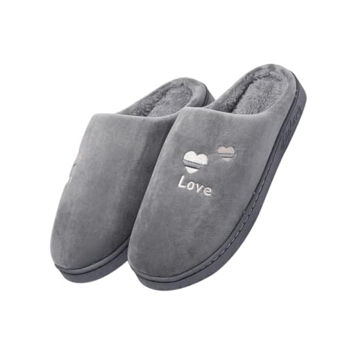 FOMIYES Herren Hausschuhe Plüsch Gefüttert Wärmend Rutschfeste Sohle Weiche Indoor Schuhe für Winter Zuhause Komfortable Fußwärmer in Dunkelgrau von FOMIYES