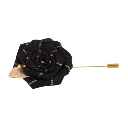 FOMIYES Ansteckblume Mit Langer Nadel Reversnadel Rosenblumen-brosche Für Anzug Hut Kleidung Rucksäcke Brosche Mit Goldenen Blättern Exquisiter Für Formelle Anlässe von FOMIYES