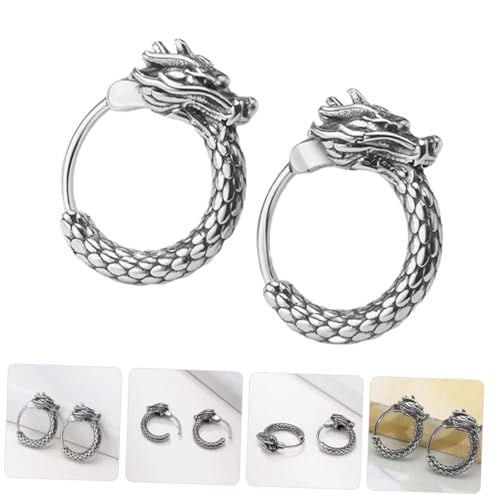FOMIYES Herren Ohrringe Drachenmotiv Retro Hoop Ohrringe Ethnischer Stil Hip Hop Ohrschmuck Trendige Kleine Creolen für Männer Täglicher Gebrauch von FOMIYES