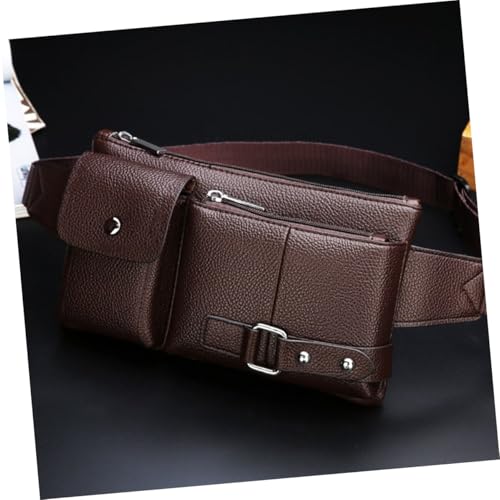 FOMIYES Herren Vintage PU Bauchtasche Multifunktionale Crossbody Brusttasche Leichte Umhängetasche Freizeit Tasche Braun für Alltag und Reisen von FOMIYES