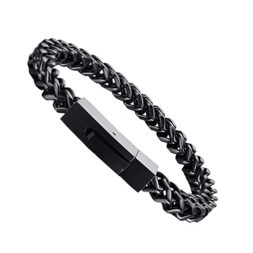 FOMIYES Herrenarmband Punk Stil Offene Gliederkette Schwarz Robustes Titanium Schmuckstück Einfach Ablegbar Hiphop Handgelenkschmuck für Alltag und Party von FOMIYES