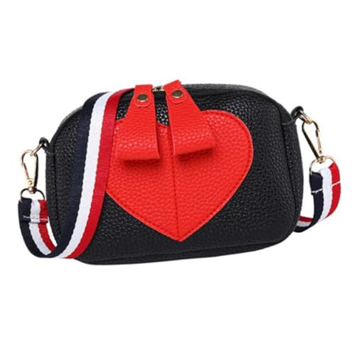 FOMIYES Herz Design PU Umhängetasche Damen Handytasche mit Reißverschluss Crossbody Tasche für Alltag Shopping Party Schwarz von FOMIYES