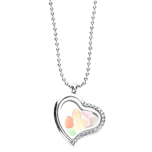 FOMIYES Herz Locket Halskette mit Fotoanhänger Diy Fotorahmen Farbige Stein Öffnungskette für Frauen und Mädchen Perfektes für Hochzeitstag Geburtstag Valentinstag von FOMIYES