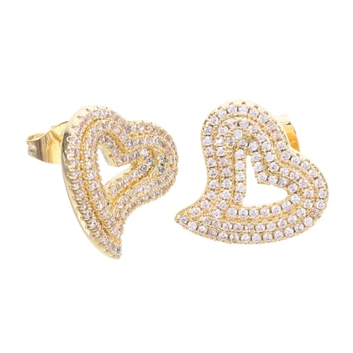 FOMIYES Herz Ohrringe Goldplattiert Glänzend Retro Design Damen Modeschmuck Stilvolle Ohrstecker für Alltag und Fest von FOMIYES