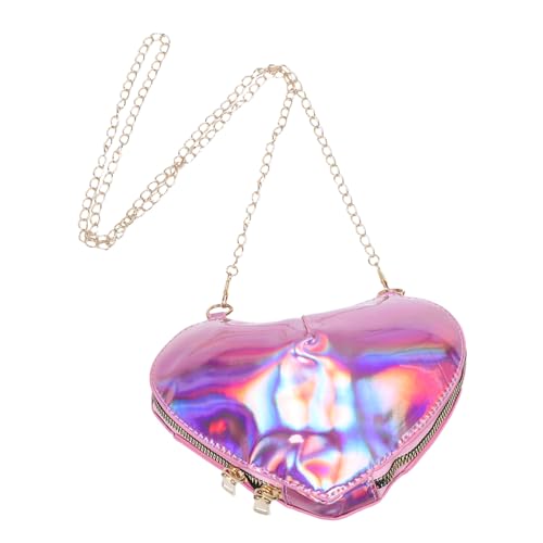 FOMIYES Herzförmige Crossbody Tasche Damen Mini Umhängetasche Verstellbare Kette Leichtes PU Material Kleine Tasche für Alltag und Partys Geschenkidee Valentinstag von FOMIYES