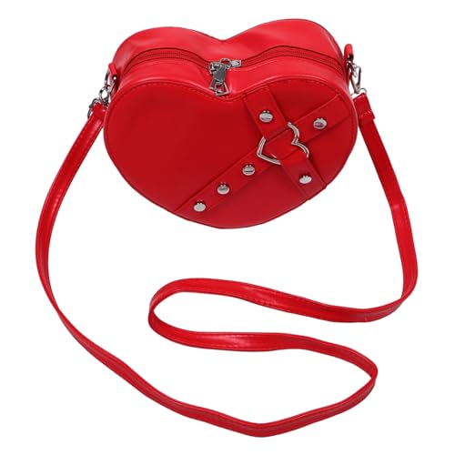 FOMIYES Herzförmige Umhängetasche Damen Rote Schultertasche Verstellbarer Gurt Kunstleder Modisch Vielseitig Für Alltag Party Shopping von FOMIYES