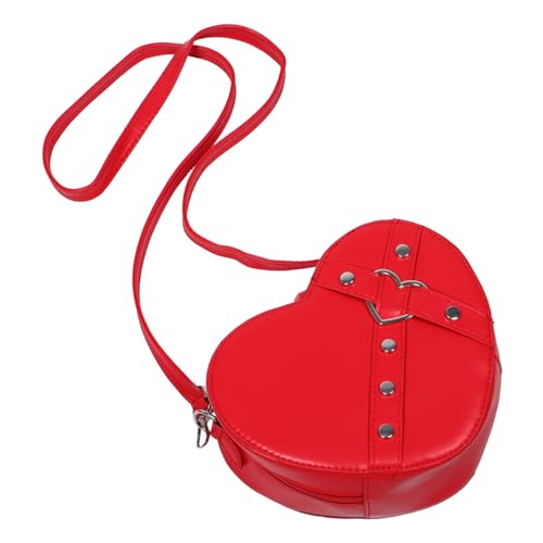 FOMIYES Herzförmige Umhängetasche für Frauen und Mädchen Rote Crossbody Bag mit Reißverschluss Verstellbarer Schultergurt Kompakte Modische Satchel für Alltag und Besondere Anlässe von FOMIYES