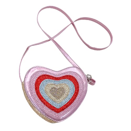 FOMIYES Herzform Tasche Mit Schultergurt Glitzer-Design Umhängetasche Für Mädchen Leichtes Und Pu-Material Herzförmige Geldbörse Zum Umhängen von FOMIYES