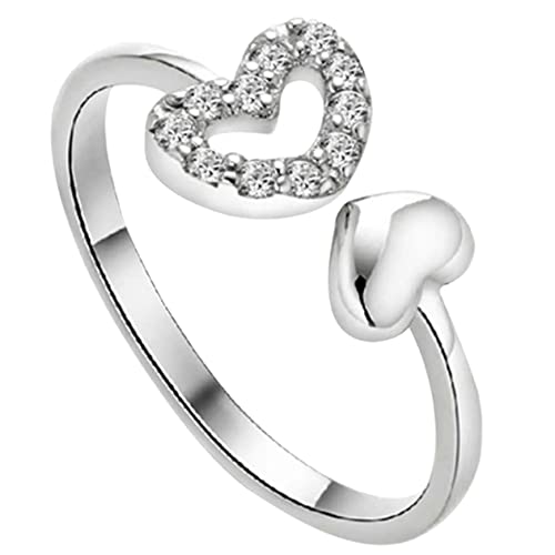 FOMIYES Herzring Damen Verstellbarer Offener Ring Eleganter Schmuck für Frauen an Familie Freunde von FOMIYES