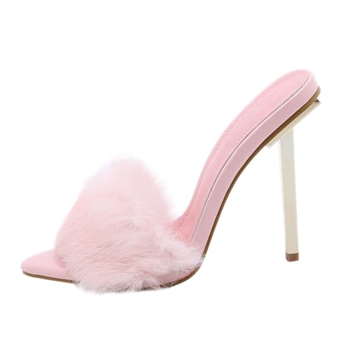 FOMIYES High Heels Damen Sandalen Elegant PU Material Hoher Absatz Modisch Sommer Party Schuhe Rosa von FOMIYES